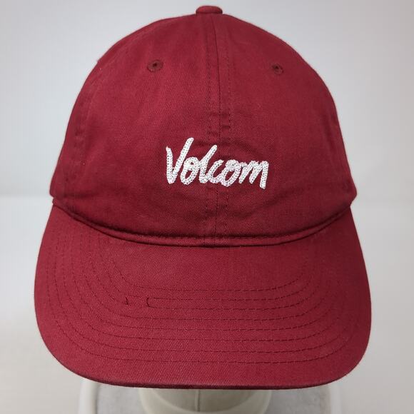 Volcom Slideback Hat Red One Size Embroidered Spell Out Adjustable - Picture 2 of 10